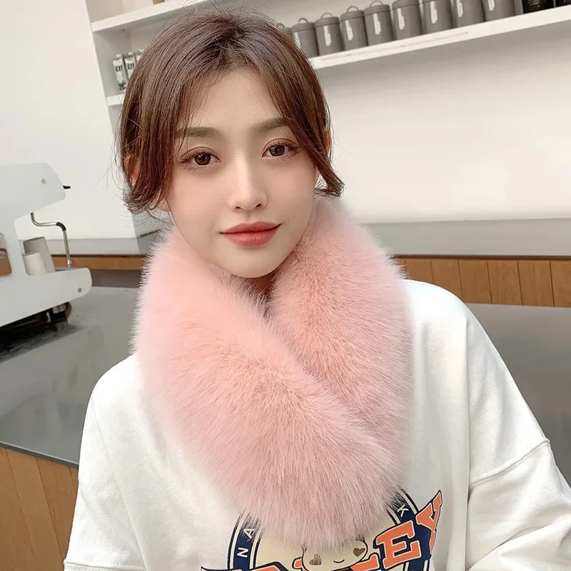 

Winter Scarf for Women Plush Neckerchief Solid Color Scarves for Women Fur Collar Snood Stole