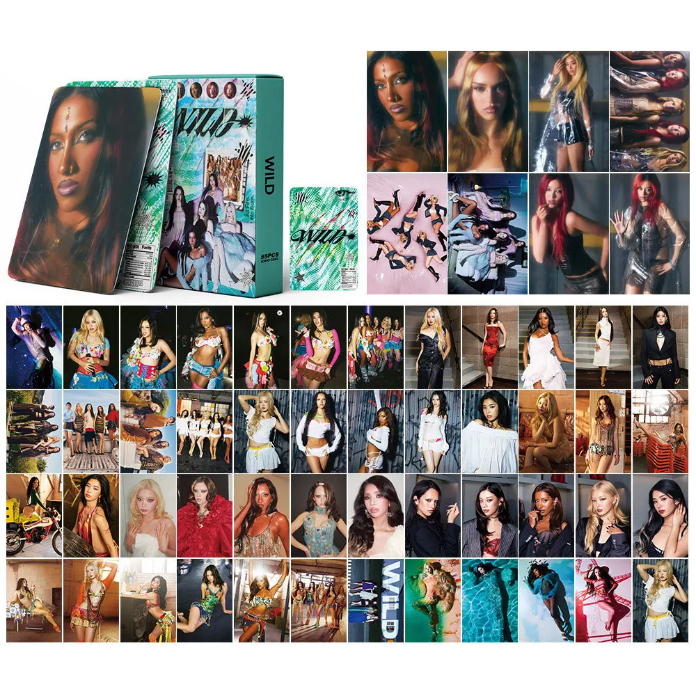 55pcs KATSEYE Support WILD 2 Merchandise LOMO Cards, KPOP Cat Eyes Girl Group Self-made Collectible Cards, Photo Cards