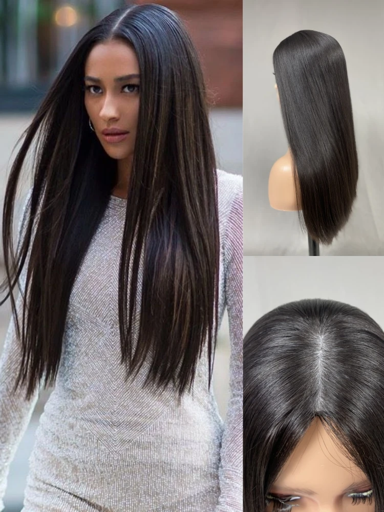 

Silk Top Human Hair Topper For Women Natural Black Color Can Be Permed And Dyed Thick And Invisibles Hairline Kosher Hair Pieces