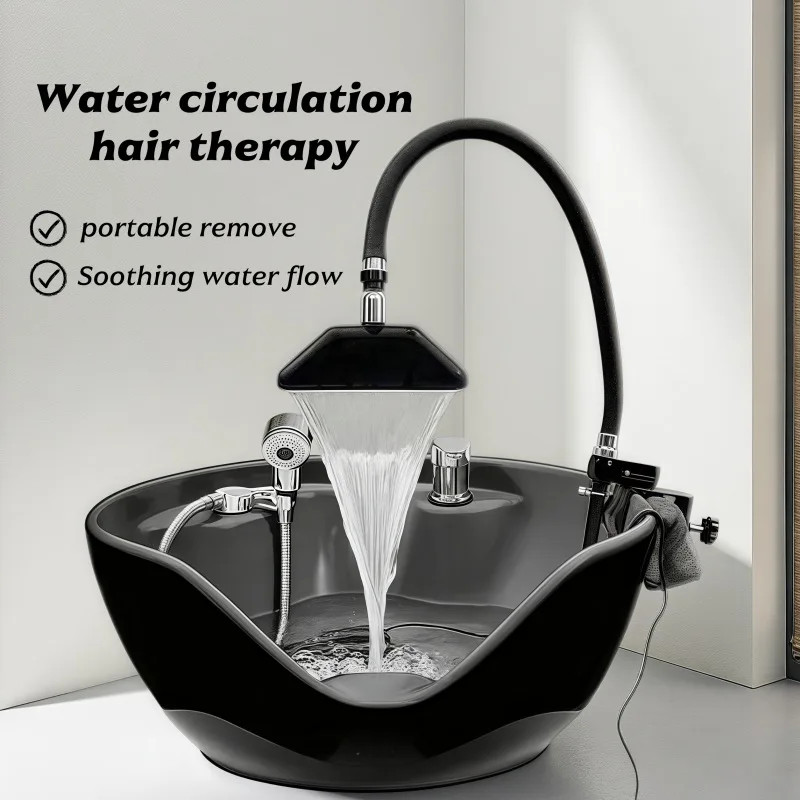 Ceramic basin water circulation head treatment sprayer salon shampoo basin plus waterfall shower