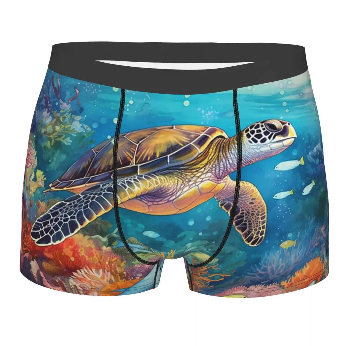 Boxer Underpants Shorts Deep Sea Turtle Underwater World Panties Men's Comfortable Underwear for Homme Man Boyfriend Gifts