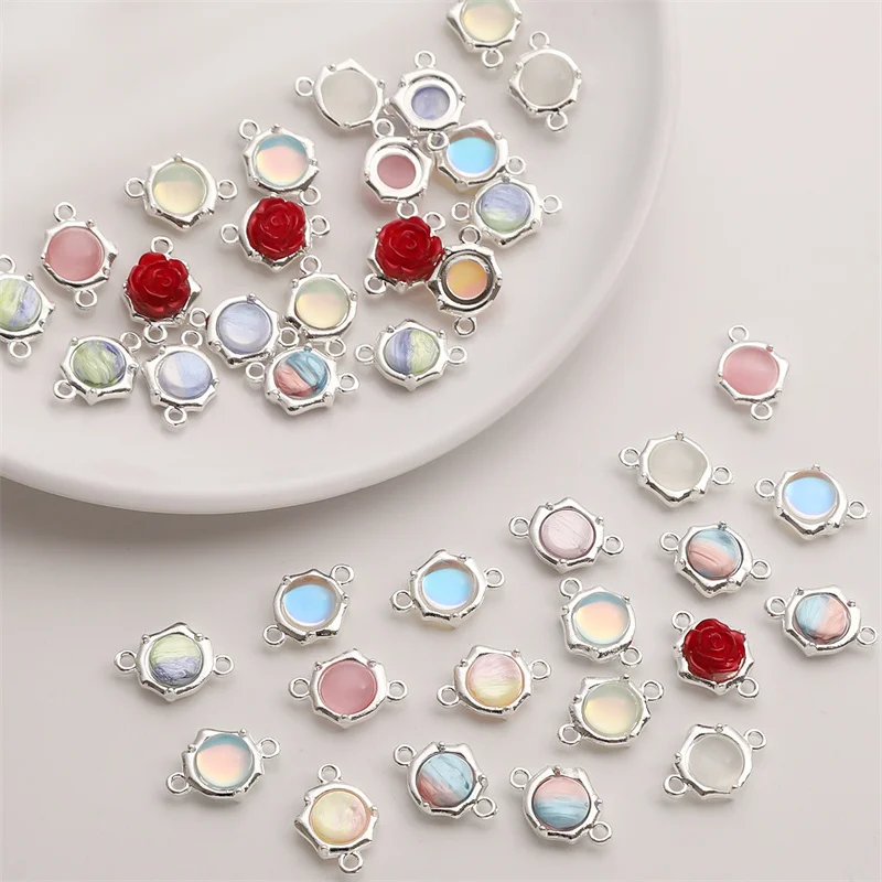 Legering kralen charme Cat Eye steen geverfd dubbele hangende hanger kralen connectoren DIY sieraden armband ketting oorbellen accessoires