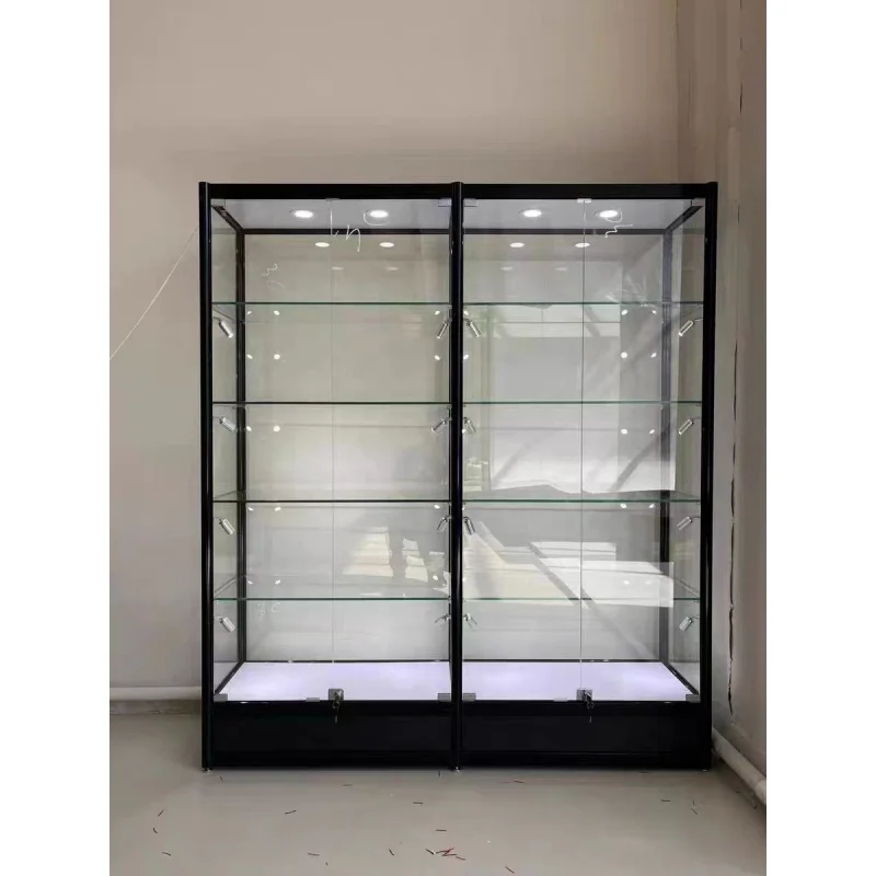 Custom, flat pack store display retail shop glass showcase with lighting