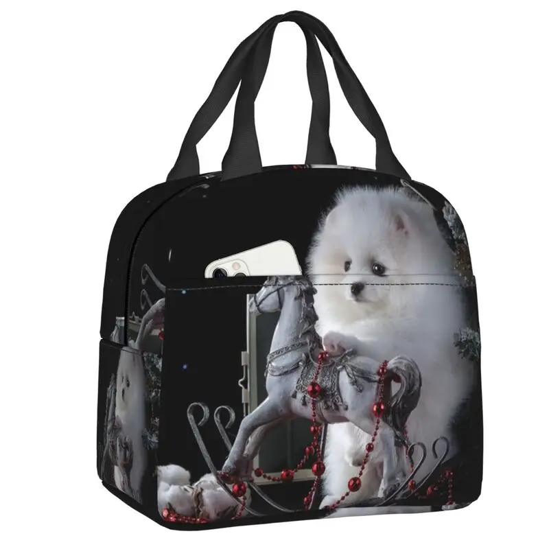 Cute Pomeranian Dog Pet Print Thermal Insulated Lunch Bags Spitz Puppy Resuable Lunch Tote for School Office Food Box