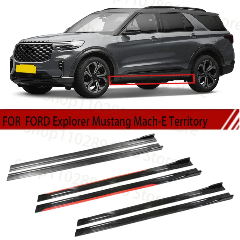 

FOR FORD Explorer Mustang Mach-E Territory 2M Car Side Skirt Extension Plate Lip Separator Bumper 2.18M Racing Side Spoiler