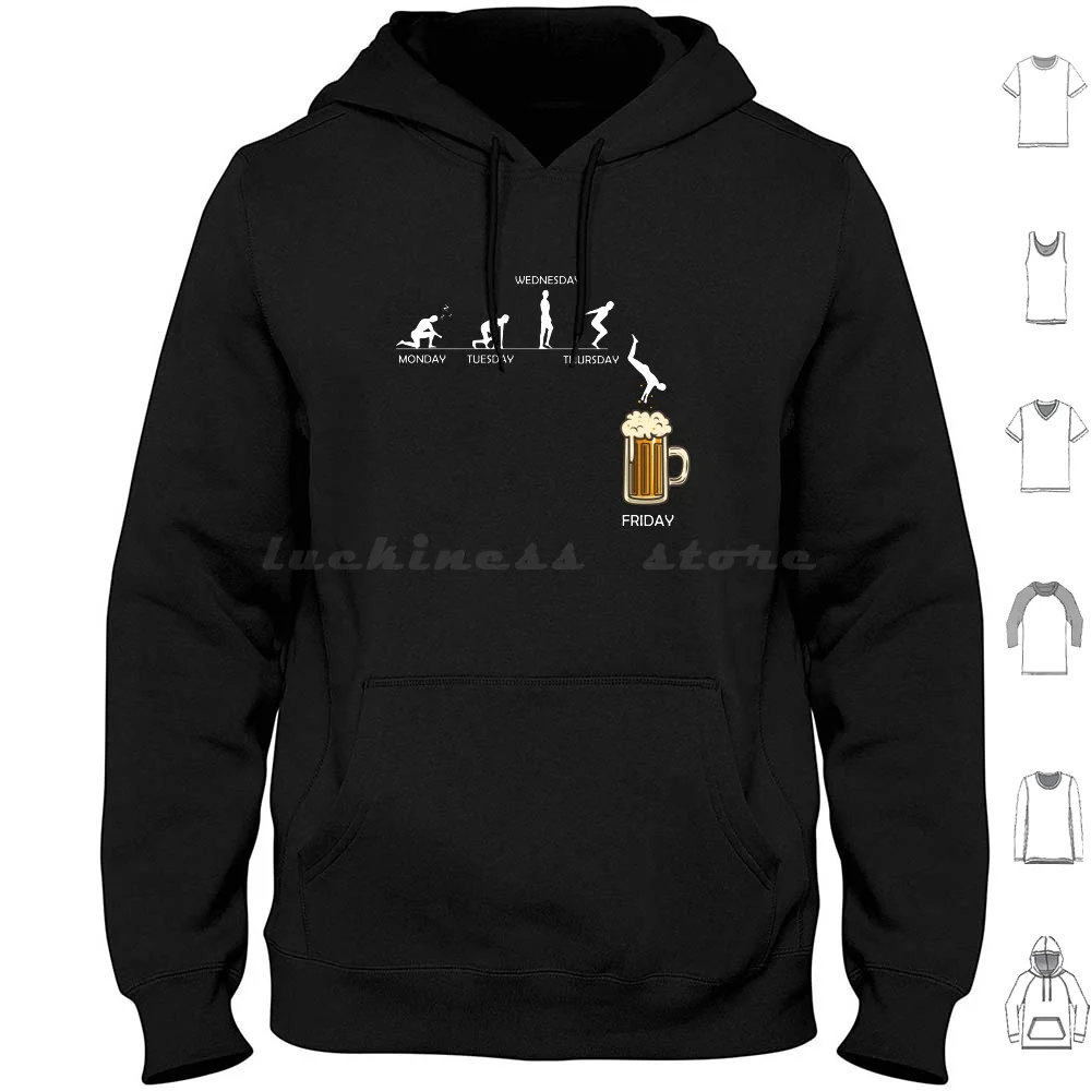 Jumping Into The Beer Friday Evolution Shirt Hoodie Cotton Long Sleeve Beer Friday Weekend Drinking Funny Party Beer Drink