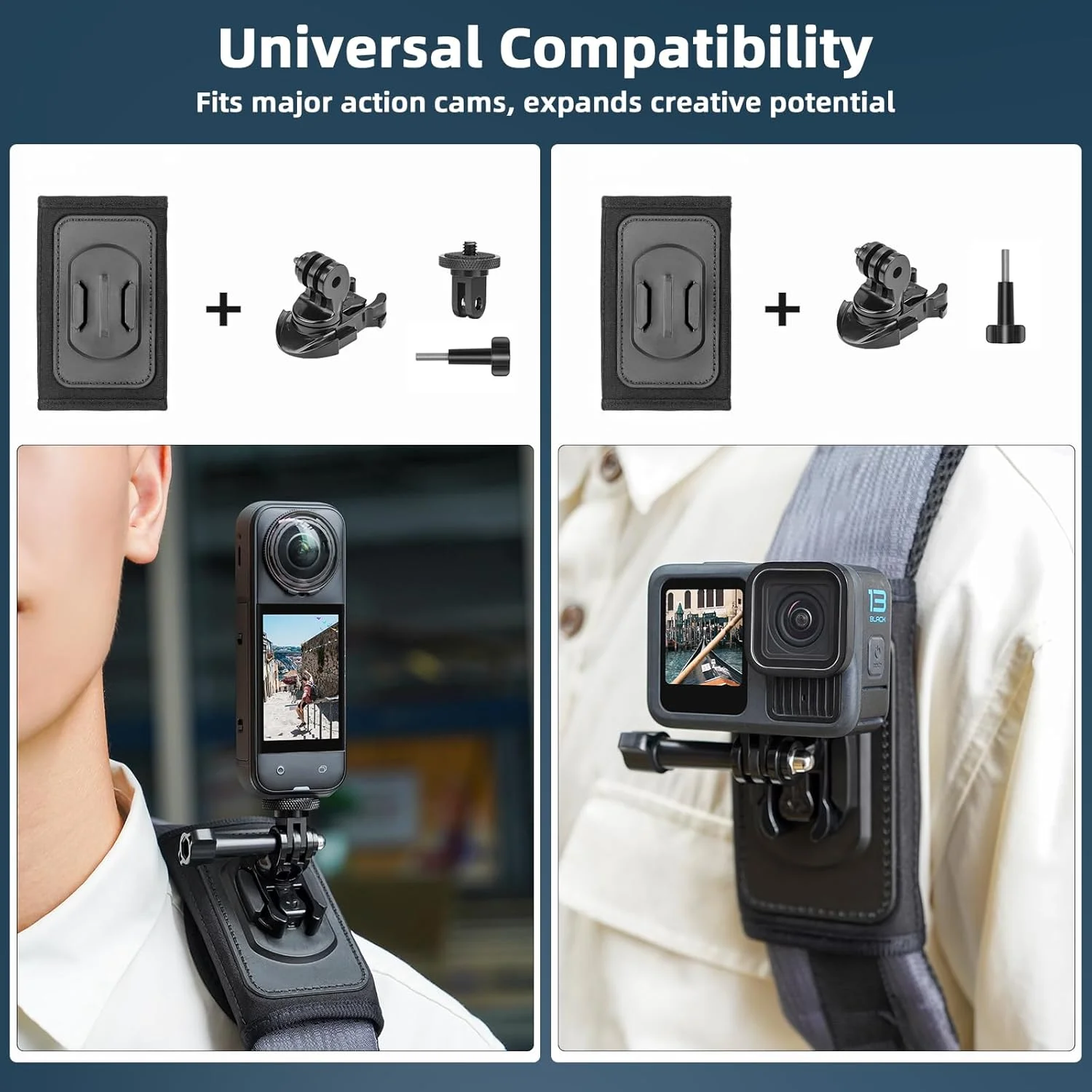 Shoulder Belt For Insta360 X5/4/3/2/Go 3S/Ace Backpack Mount Strap For GoPro Pro Bag For DJI OSMO 360 Action Camera Accessories