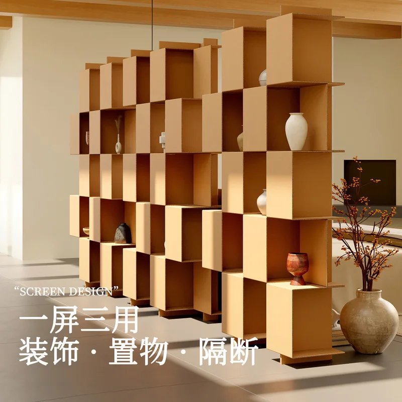 Eighteen-Piece Corrugated Cardboard Round Screen, Living Room Folding And Movable Screen, New Chinese-Style Entrance Partition,