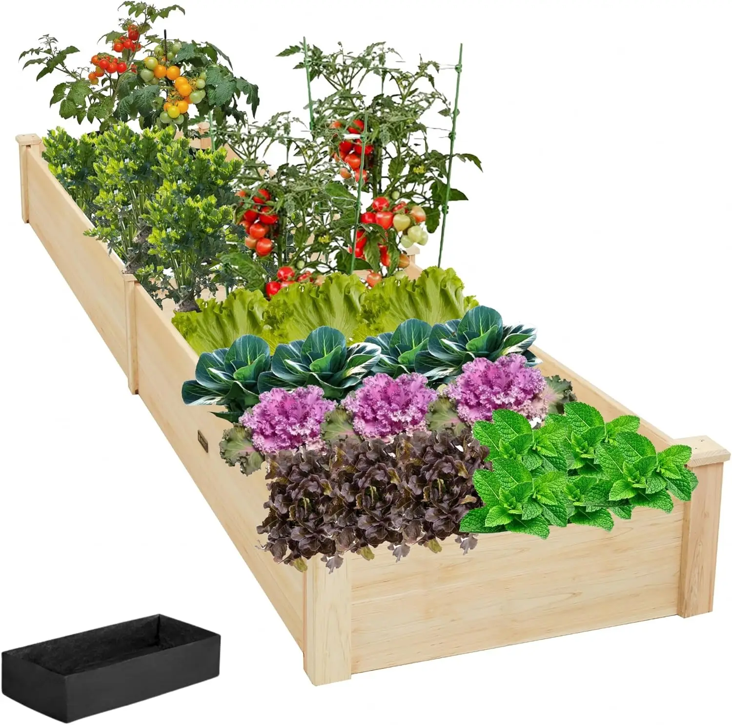 

Деревянная приподнятая садовая кровать размером 8x2 футов, приподнятый ящик для цветов для овощей и цветов, натуральное дерево, простая сборка