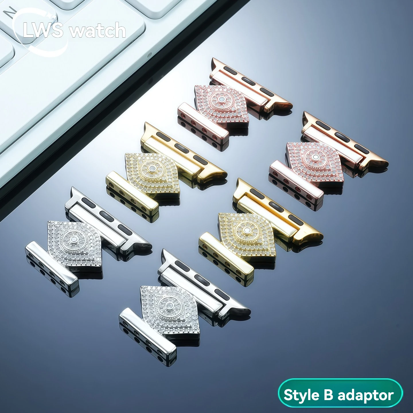 Universal Strap Connectors for Apple Watch 10/9/8/7/6 – Exquisite Diamond-Studded Design – Niche DIY Bead Assembly Kit