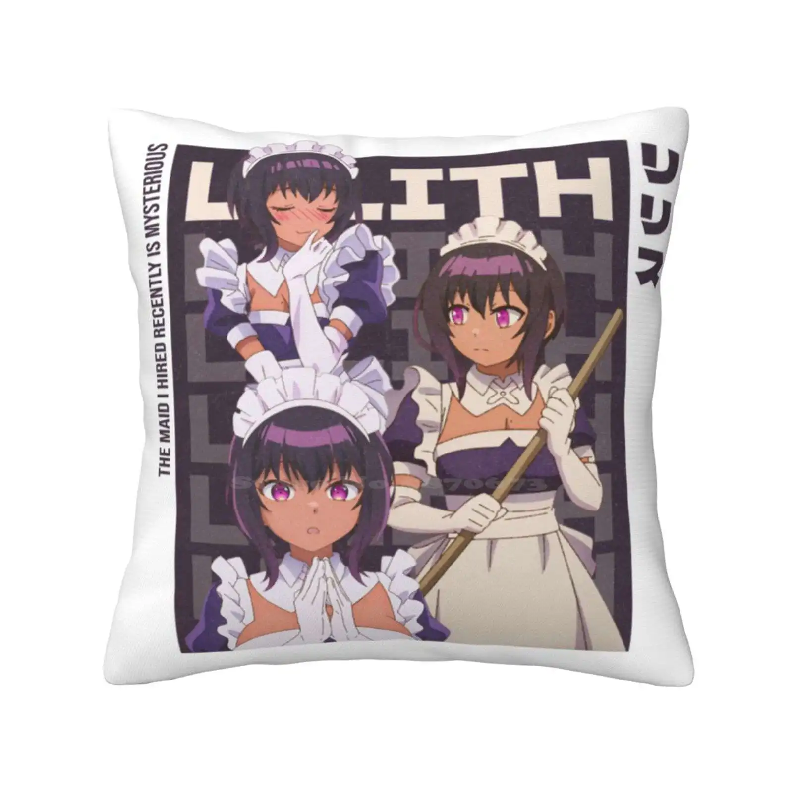 Lilith The Maid I Hired Recently Is Mysterious Funny Cute Decor Square Pillowcase Anime Vintage Anime Typography Lilith Maid