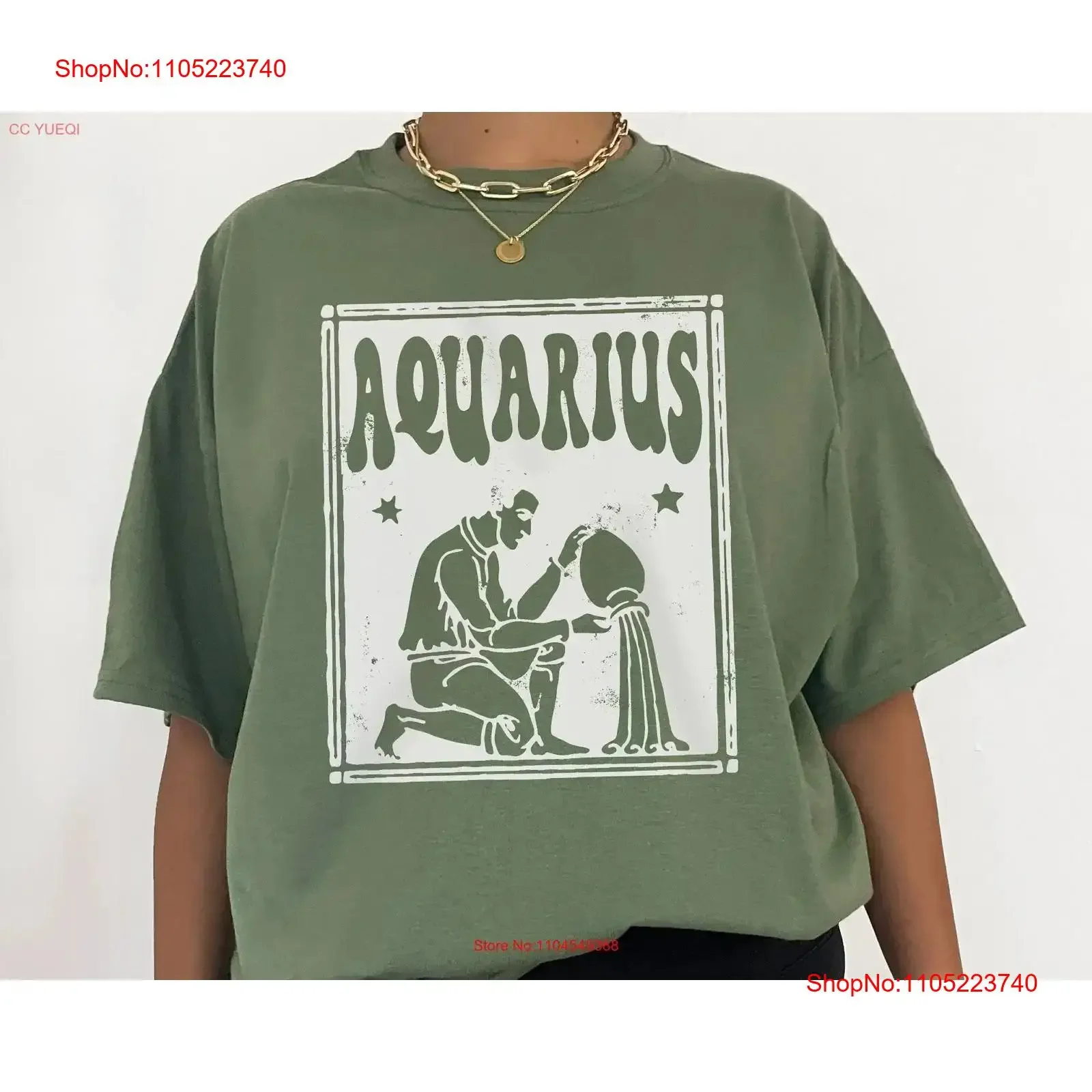 Camiseta del Acuario, camiseta del zodiaco, ropa de astrología de cumpleaños, ropa Indie Vintage de gran tamaño, estética, cuello redondo, vintage
