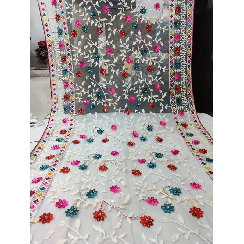 Women Heavy White Colour Net Embroidered Fancy Dupatta for Women