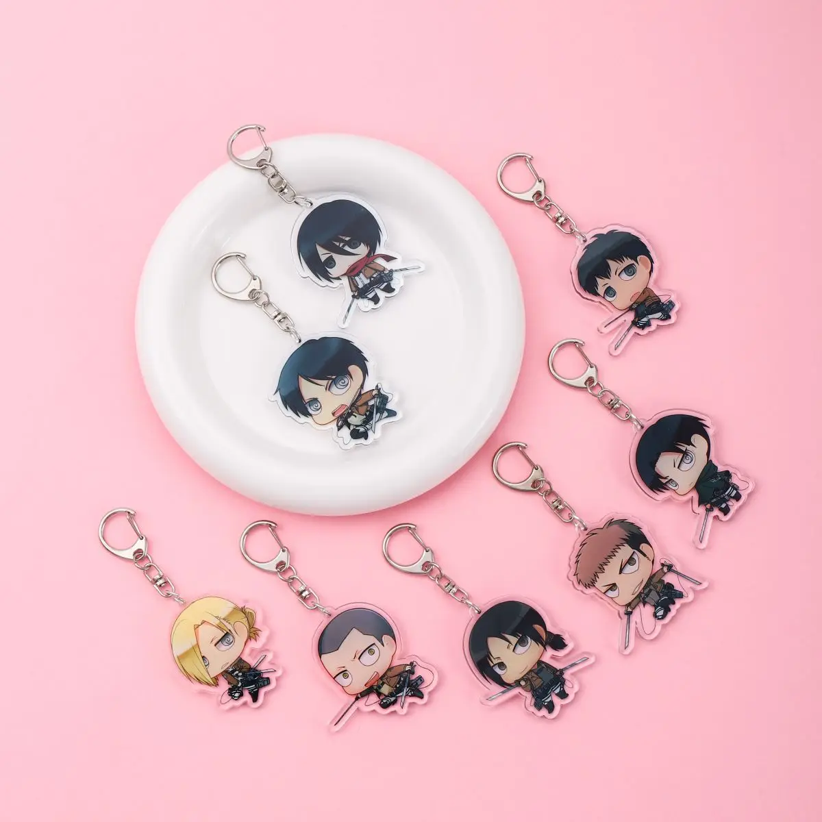 

Anime Attack on Titan Acrylic keychain accessaries Cartoon funny Bag Pendant Gift cute bag charm Car Keyring Friends Fans Gifts