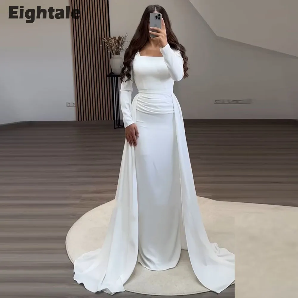 Eightale Saudi Evening Dress Long Sleeves Mermaid Wedding Party Prom Gown Customized Strecthy Ballkleider