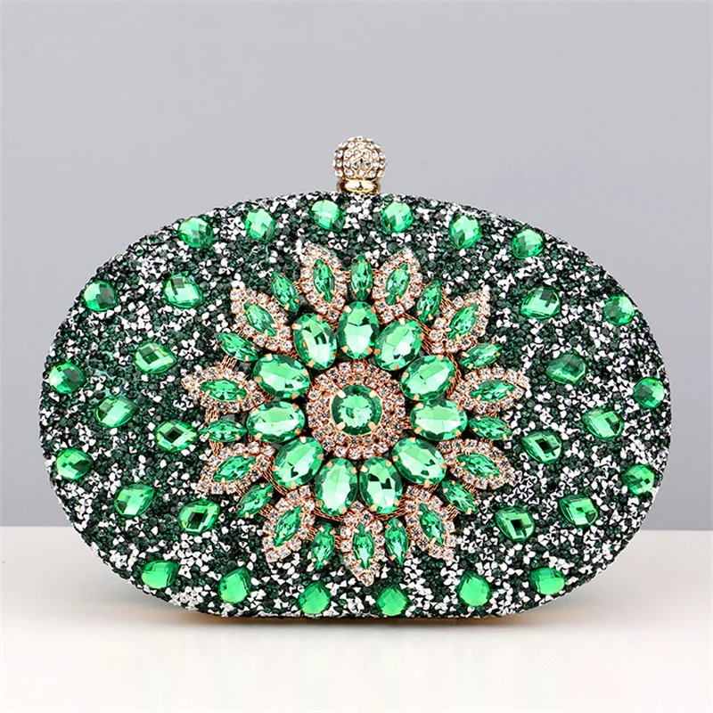 Highend Diamond Crystal Women Make Up Cosmetic Evening Shoulder Messenger pochette borsa a mano Golden Silvery rosso rosa verde