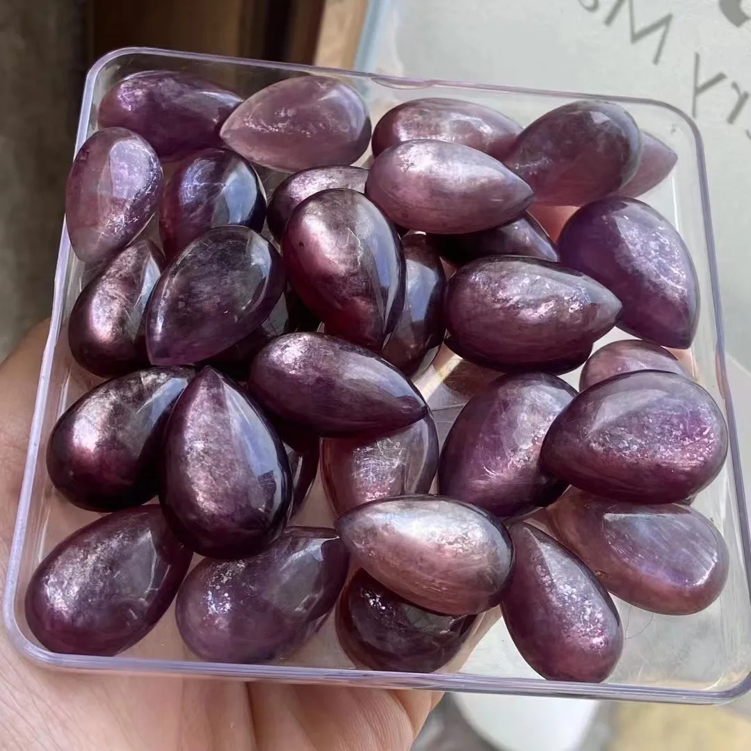 Wholesale Mixed 10pcs/lot Genuine Purple Lithium Mica Bead Pendant 16-26 mm Pear Drop Gemstone Loose Jewelry