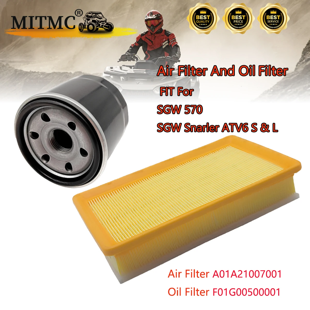 

MITMC Air Filter and Oil Filter For SGW 570 Snarler A2 A5 AT6 Stels Guepard ATV F01G00500001 A01A21007001 LU097228