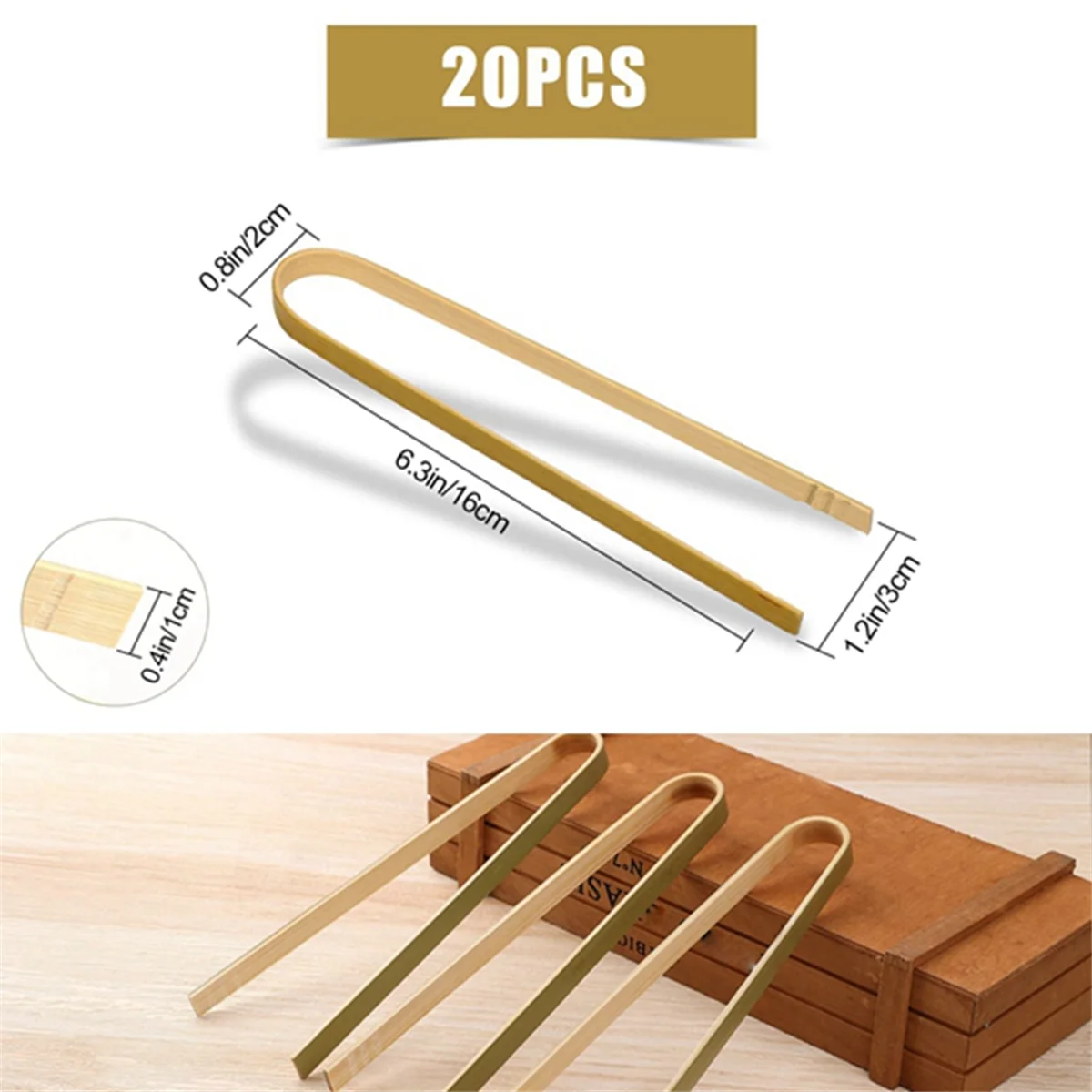 天然木の調理用トング,ミニ竹トング,調理用トーストトング,新品,20個