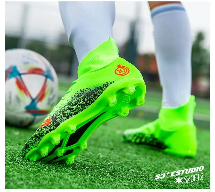 Men Low Top Firm Ground Soccer Shoes Slim Fit Reinforced Structure Anti Slip Durable Studs Outdoor Sports Training Footwear