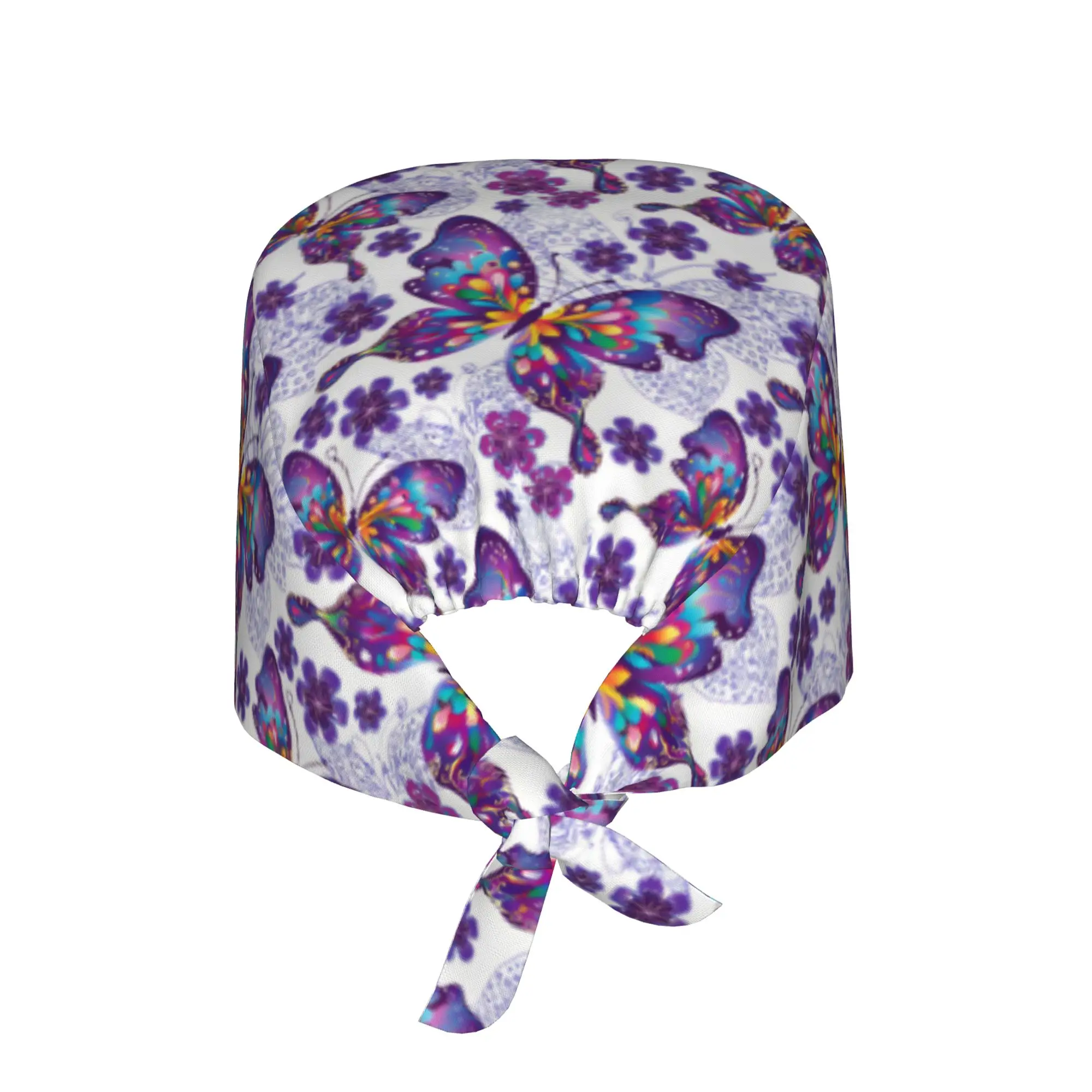 Funny Colourful Butterfly Printed  Cleaning Working Cap Comfortable Unisex  Scrub Cap Surgicals Hat Nurse Scrubs Hat Nurse