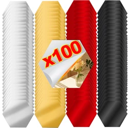 1/100x Hexagon Mirror Stickers Self-adhesive Mini Mirror Solid Paster Home Bedroom Art Decoration Gold Silver Red Black Decals