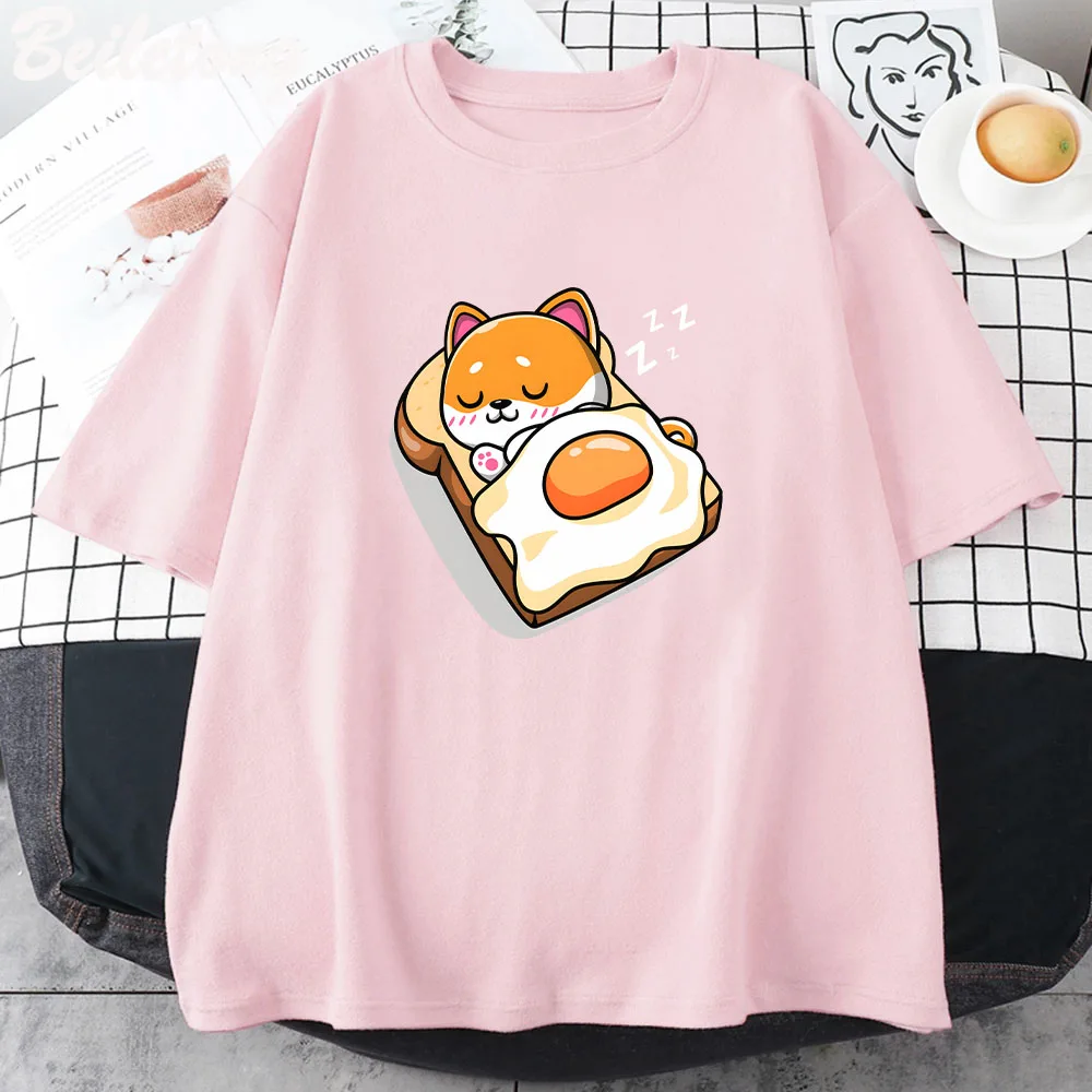 Kawaii Dog Printing T-Shirts Men Women T Shirts O-Neck 100% Cotton Summer Printed Unisex Harajuku Custom Clothes Korea Style