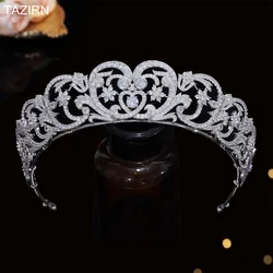 European Diana Princess Crowns Wedding Tiaras Cubic Zirconia Birthday Party Headwear 3A Bridal Hair Jewelry Headdress for Women