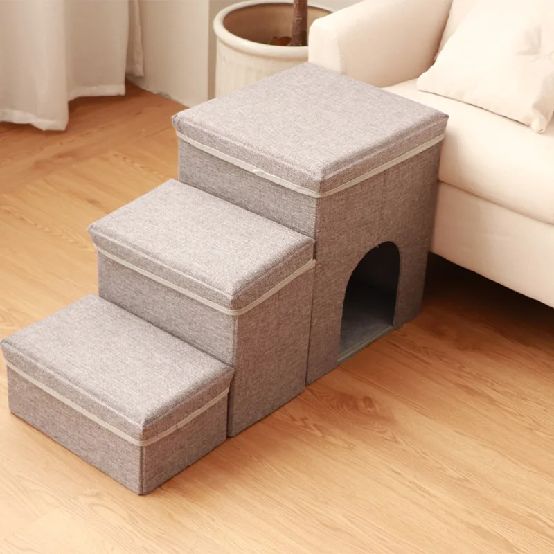 Dog Stairs Pet 3/2Steps Stairs For Dog Cat Pet Ramp Ladder With Storage Antislip Removable Dogs Bed Climbing Stairs Pet Supplies