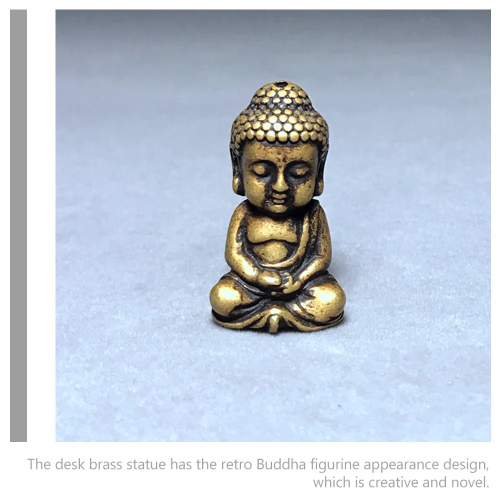 Exquisite Retro Brass Buddha Sculpture Small Size Desktop Decoration Vintage Handmade Buddha Statue Brass Craft Figurine