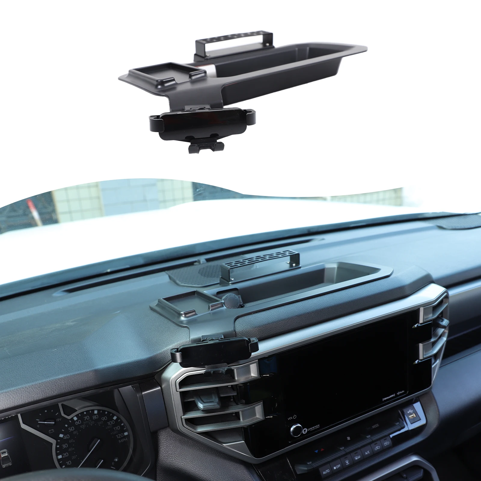 

Держатель для телефона на приборной панели из АБС-пластика, ящик для хранения автомобильных аксессуаров Toyota Tundra 2022-2024 гг.