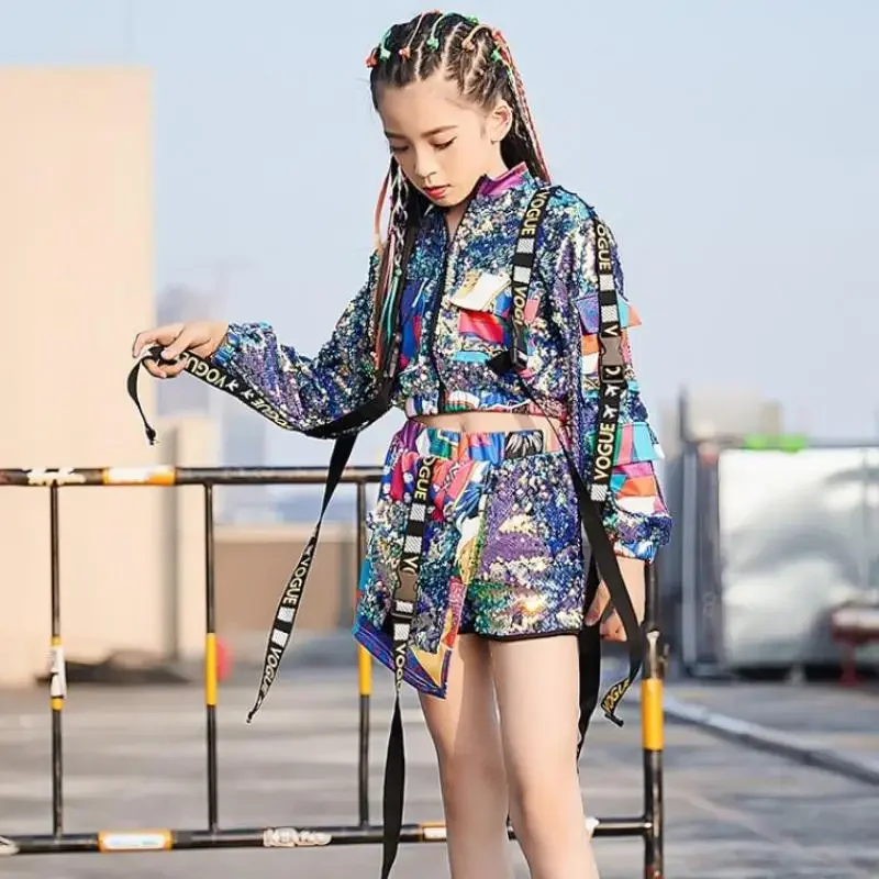 Clothes Kids Hiphop Performance Outfit Kids Catwalk Show Wear Ropa Hip Hop Boys Girls Jazz Costumes Children Street Dance Sequin