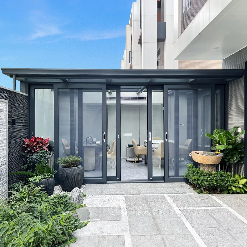 Aluminum Frame Steel Roof Slant Polygon Molding Sunrooms for Courtyard Glass Houses Outdoor Backyard Patio sunroom