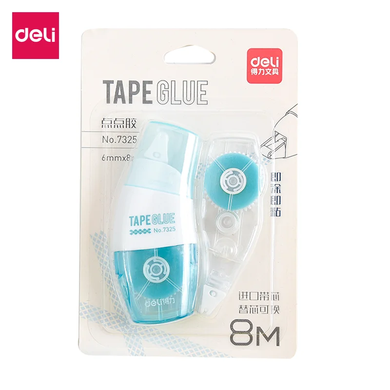 Deli 1 Double-sided Tape With 1 Refill Random Color 8mmX6m Office School Supplies 7325