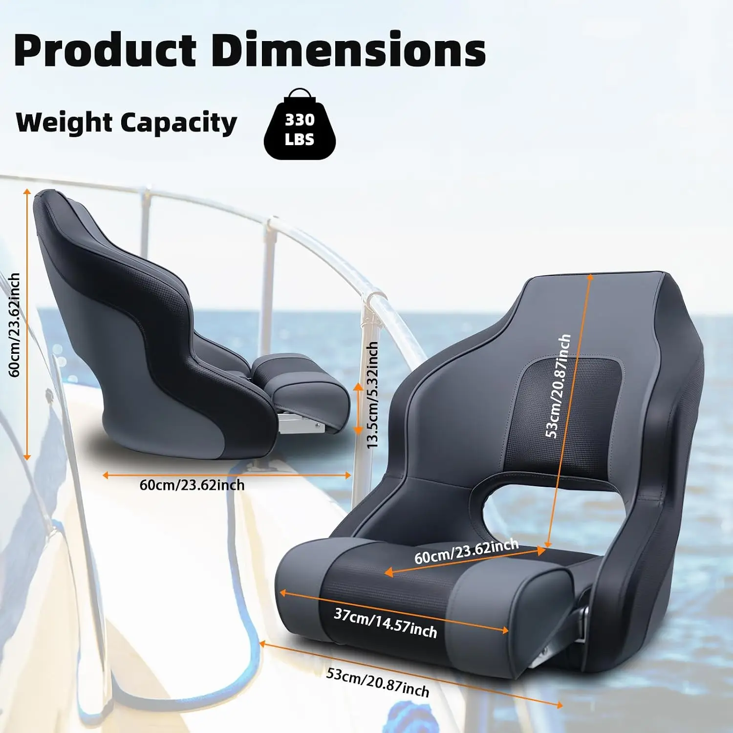 Captains Bucket boat Seat Premium Sports Flip Up Boat Seats 2 Pack