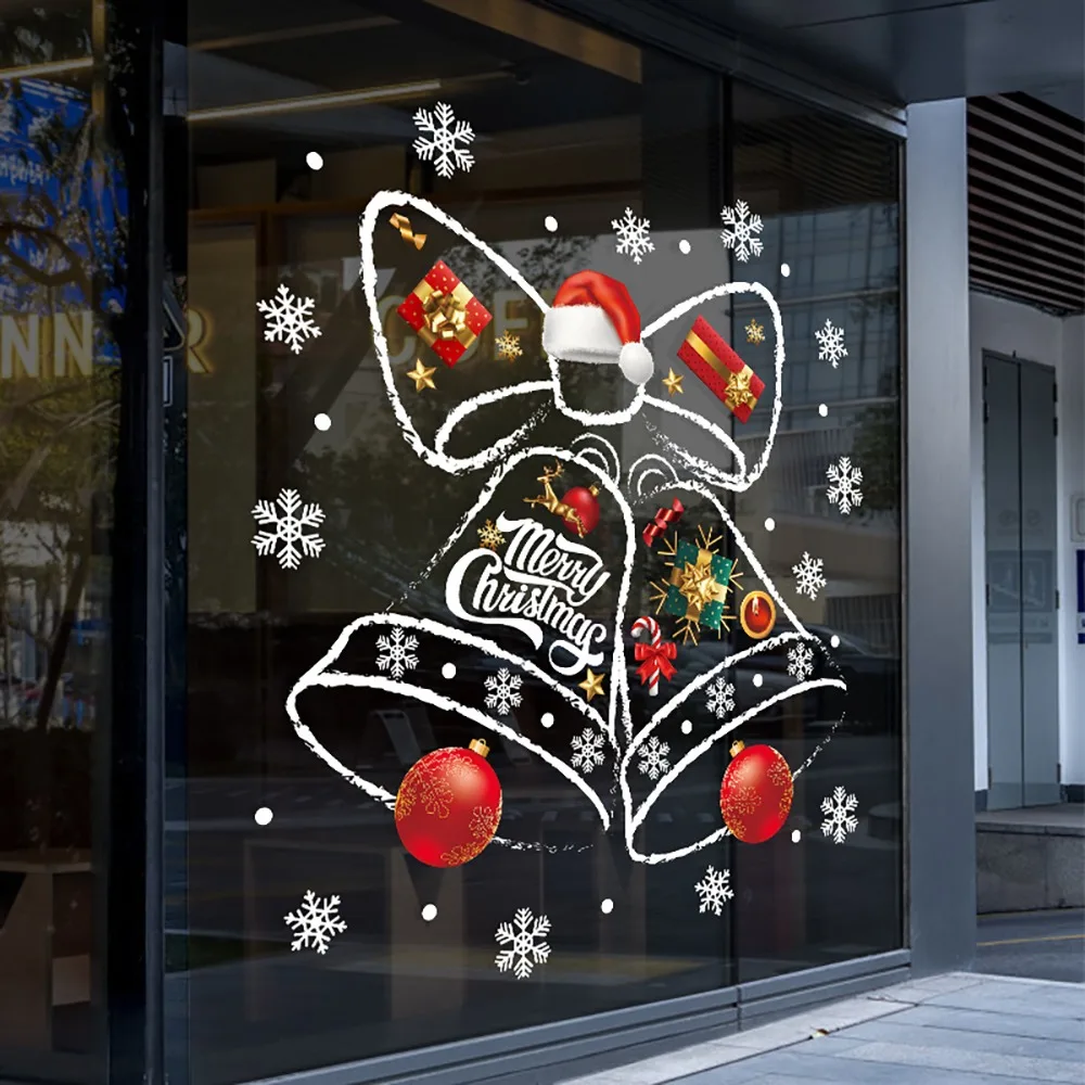 

2024 Christmas Decoration Window Stickers Glass Door Stickers Christmas Bells Creative New Year Window Mall Sticker Decal Gifts