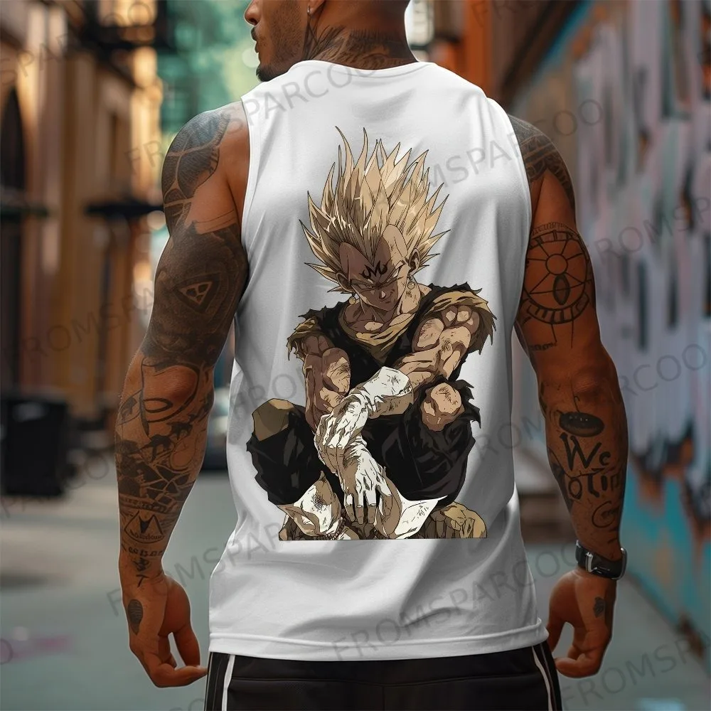 Dragon Ball Anime Goku Vegeta Peripheral Printed Pure Cotton Tank Top Men's and Women's Loose Sporty Summer Fashion Top