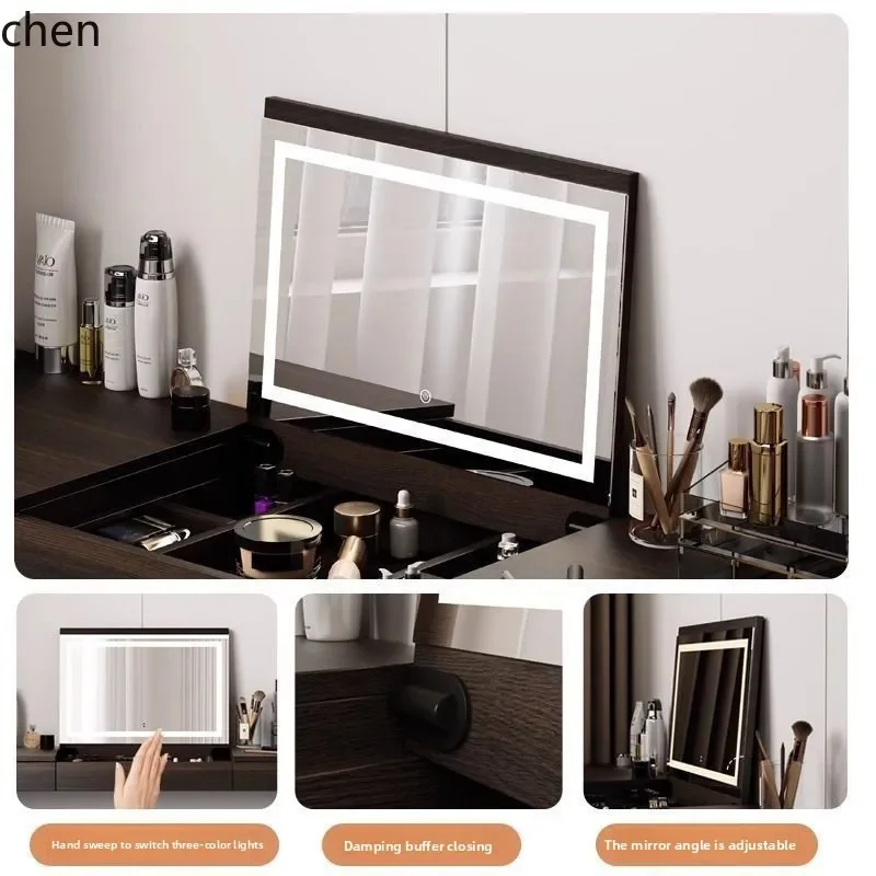 Minimalist Dressing Table and Chest of Drawers Integrated Bedside Corner Flip Storage Cabinet High-End Makeup Table