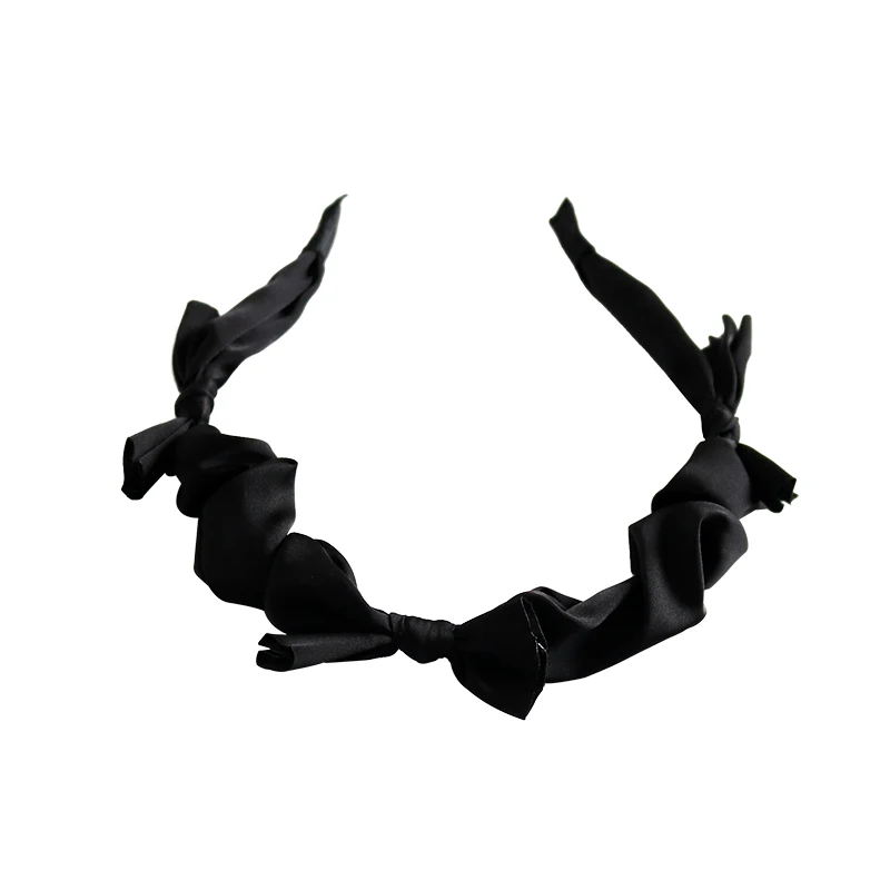 Bow knot headband sweet black satin headwear women's hair accessories