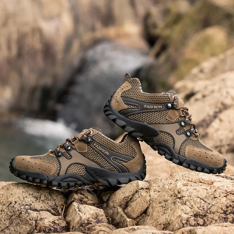 Wandern Schuhe Männer Sommer Wasserdicht Atmungsaktiv Gelb Elastische Leder Walking Tour Strand Rock Im Freien Männer Klettern Schuhe Trekking