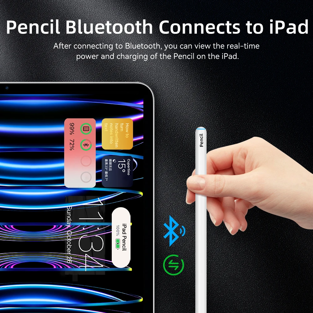 New Bluetooth Stylus for Apple iPad Pencil for iPad A16 11th Pro 13 M4 12.9 Air M2 11 10.9 Mini 7 6 5 Palm Rejection Touch Pen view 4