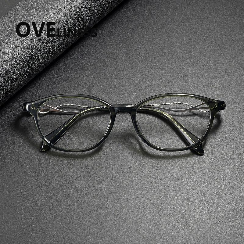 

Acetate Titanium Glasses Frame Women New Brand Design Vintage Retro Round Eyeglasses frames Spectacles Japanese Eyewear