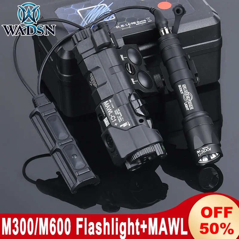 WADSN Airsoft MAWL Laser Red Green Blue IR Laser IR Fill Light SF M300A/M600C Flashlight Dual Pressure Switch Hunting Scout Lamp