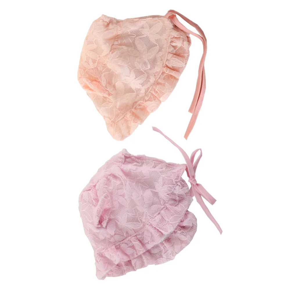 

2pcs Protection Cap Orange Lace Girl Bonnet Newborn Caps Summer Hat Foldable Breathable Kids Washable Hood Sunscreen