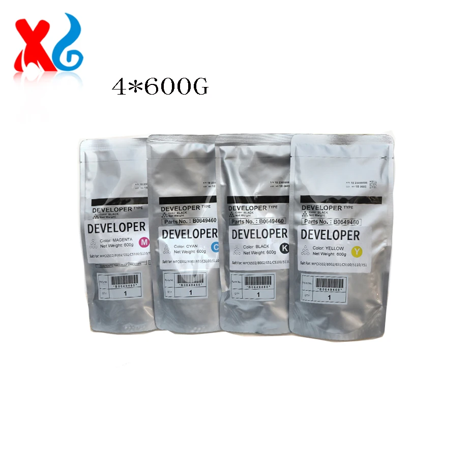 

4X600G Developer Powder for Ricoh Pro C651 C751 MP C8002 C6502 C5110 C5100 C7100 C7501 C6501 C9100 C9110 C5200