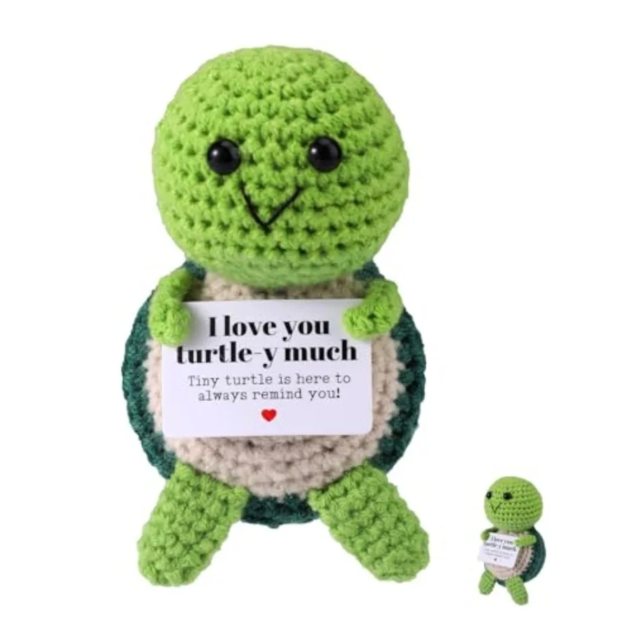 

Positive Turtle Crochet I Love You TurtleY Much Emotional Doll with Keychain Hook Funny Mini Knitted Animal Positive Gift for H