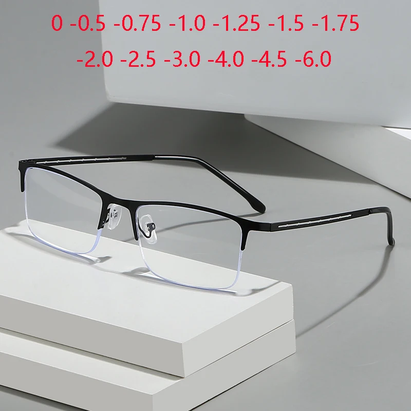 

Half Frame Square Nearsighted Glasses For Women Men Fashion Shortsighted Optical Spectacles With Prescritpion -0.5 -0.75 To -6.0
