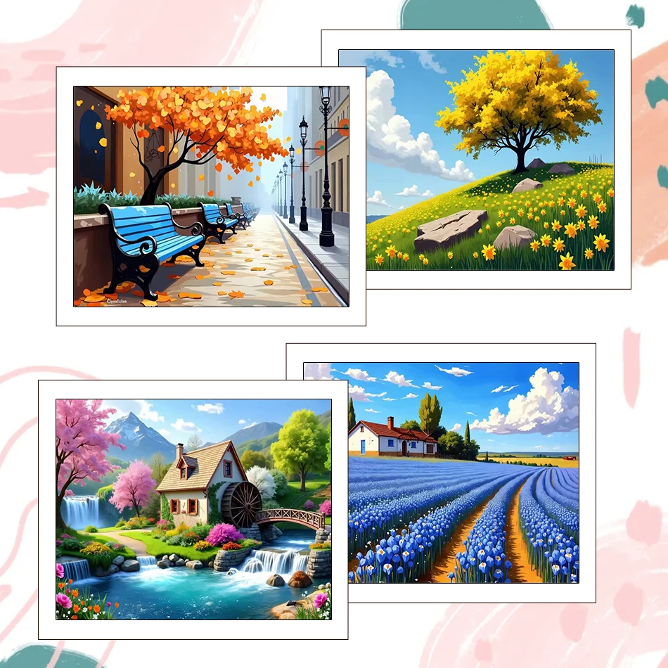 

RUOPOTY Painting By Number Adults Landscape Decorative 40X50cm Acrylic Paints Pictures By Numbers Watercolor Drawing Home Decor