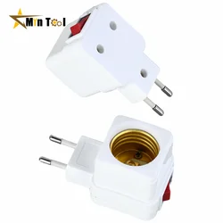 2Pcs E27 LED Lamp Bulbs Socket Base Holder EU Plug Adapter ON/OFF Switch Light Accessories