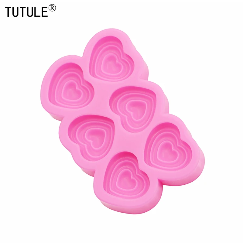 DIY three layers love silicone mold jewelry accessories Earrings clay silicone mould heart-shaped Chocolate cake Decor molds